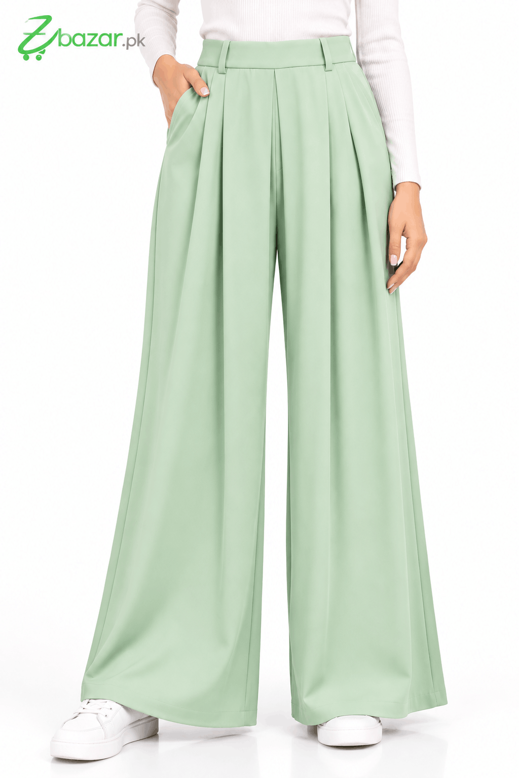 Mint Green Palazzo Trousers Studio Shoot