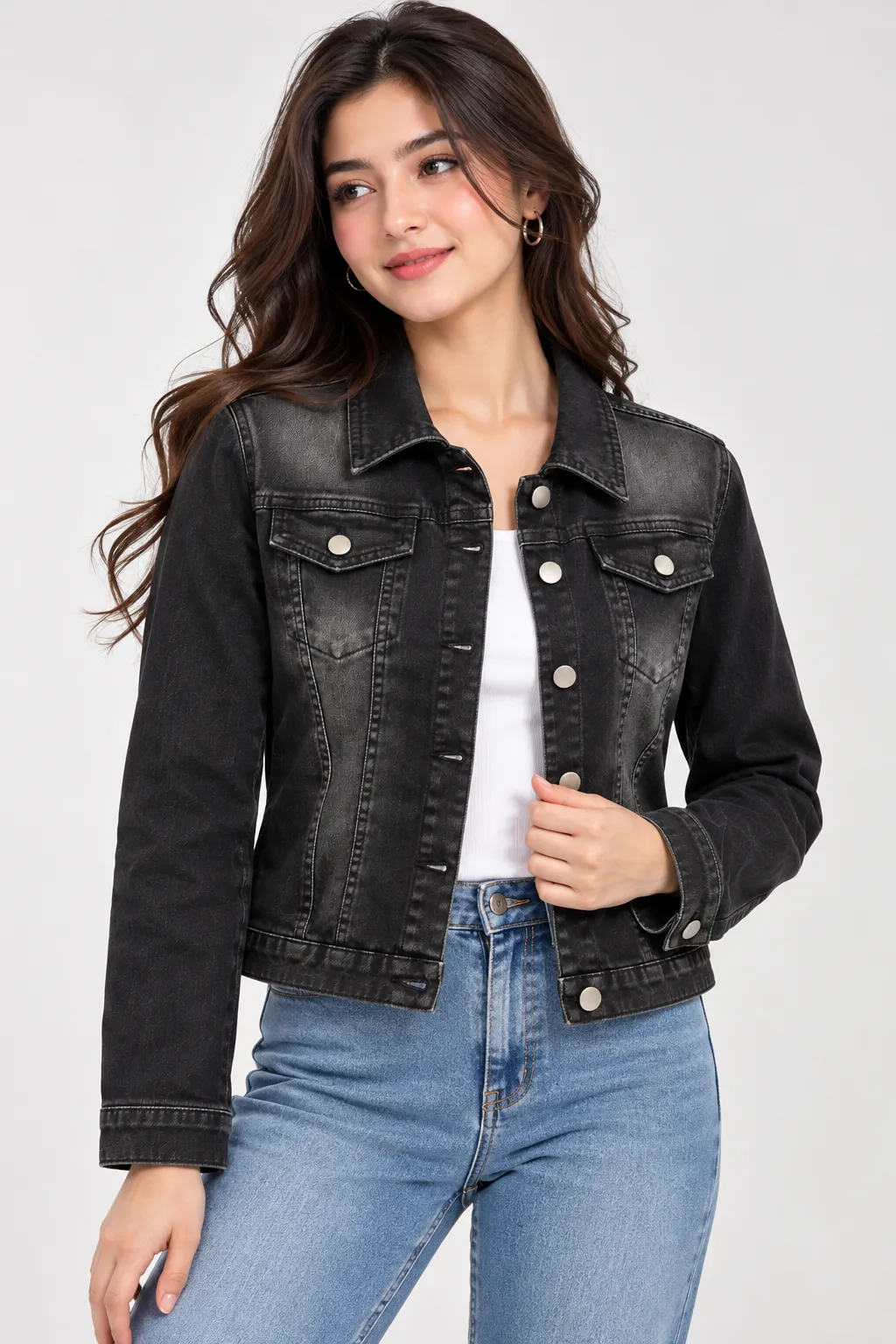 Black Washed Denim Jacket