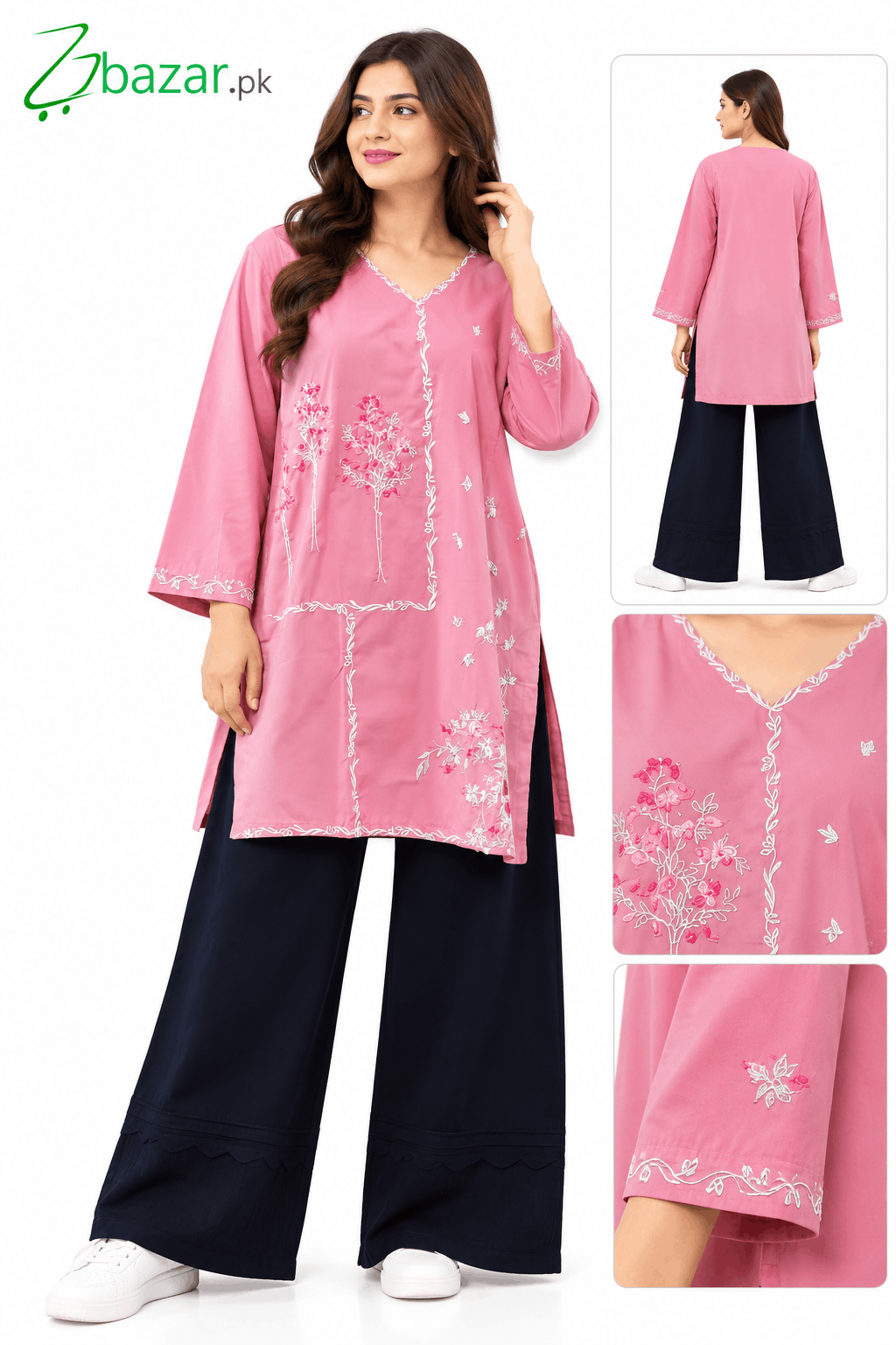Pink Embroidered Kurti Catalogue Set (1)