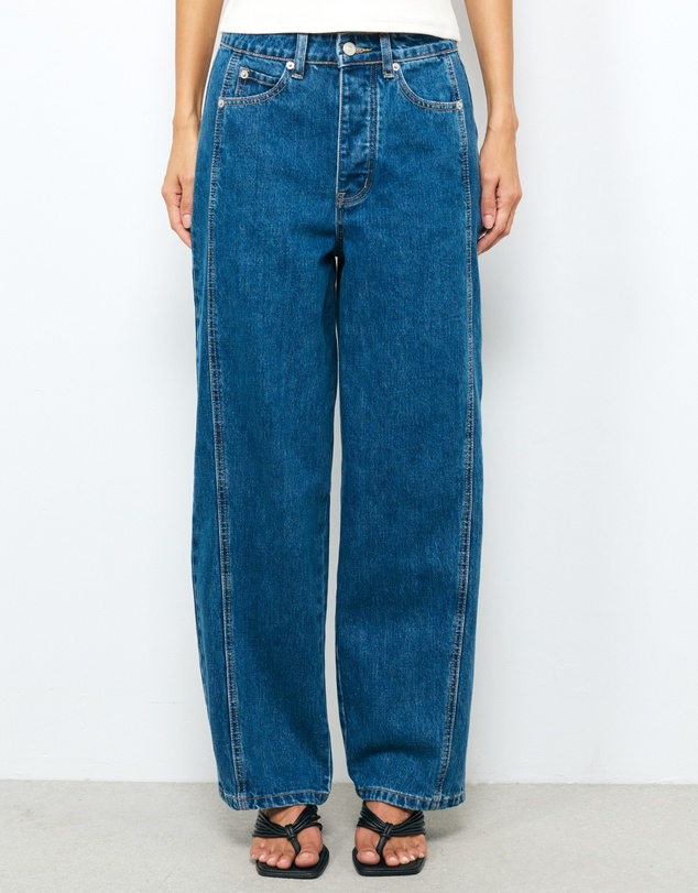 Ladies Plain Navy Blue Jeans - 01
