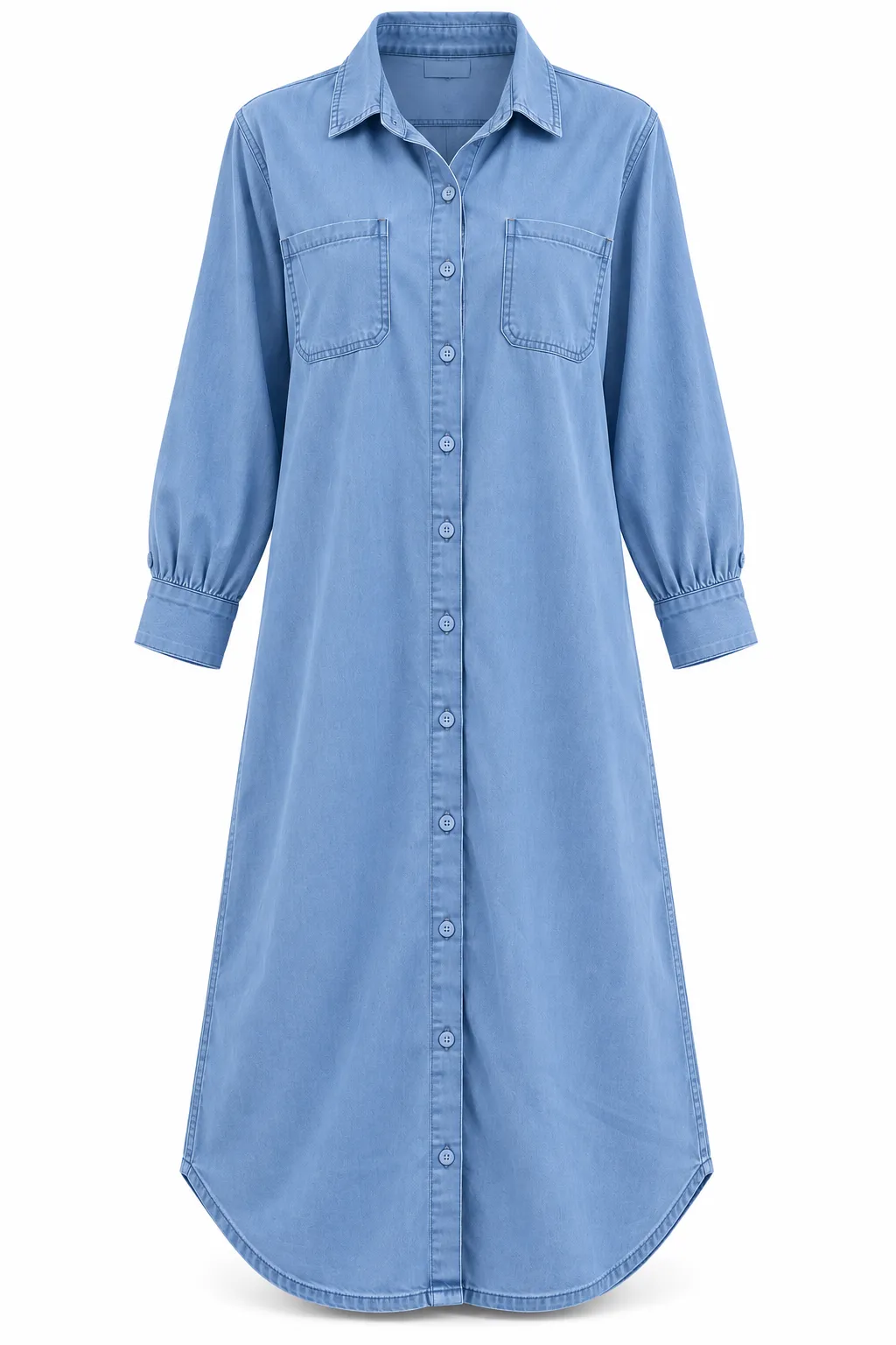 Women's Soft Denim-Style Long Shirt Coat – Light Blue